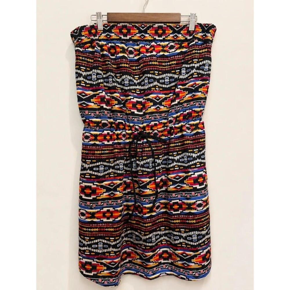 Xhilaration Aztec Print Strapless Blouson Dress Size Large